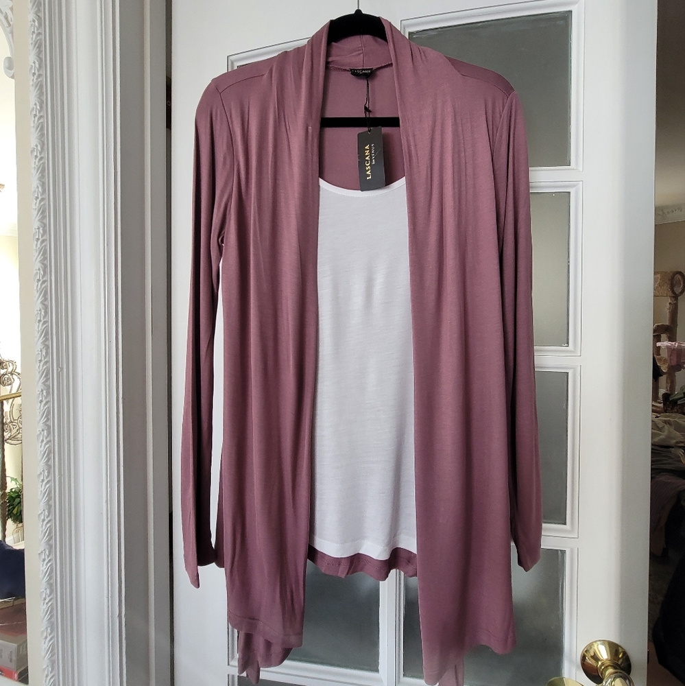Lascana for Venus 2 piece cardigan and tank raspberry sz Small